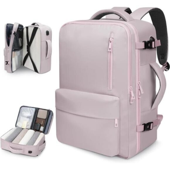 35L Travel Backpack Multi-Pockets Purple - Picture 1 of 8